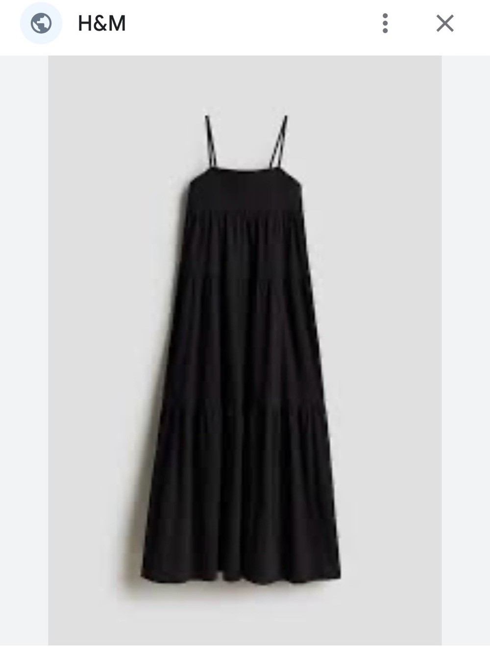 H&M girls Black Tiered Maxi Dress with Spaghetti Straps